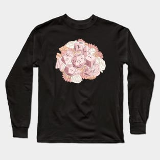 Pink and Orange Flower Dice Long Sleeve T-Shirt